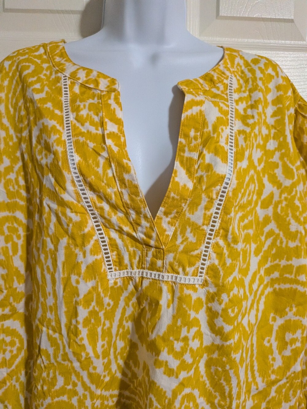 NWT St. John's Bay 3X Yellow White Peasant Blouse - Picture 2 of 6